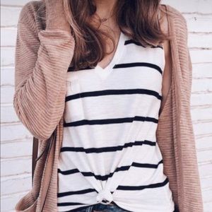 Madewell Summer Ryder Cardigan Sweater Pink Ribbed Open Front Longline Large